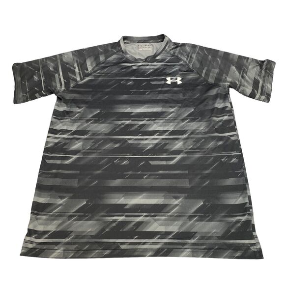 Under armour Tee Shirt Mens Size Medium Gray Tie Dye Heatgear Loose Short Sleeve - Picture 1 of 13